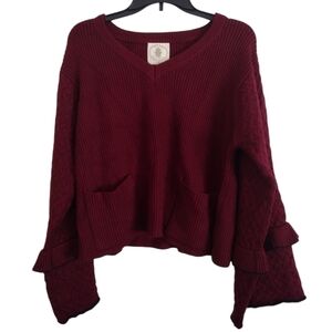 Muche & Muchette Burgundy Knit Sweater with Pockets big sleeves one size